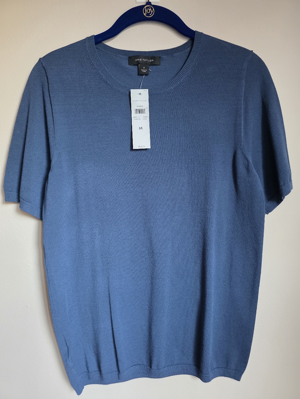 ANN TAYLOR iconic Sweater Tee. Light- Dark Teal Green. NWT